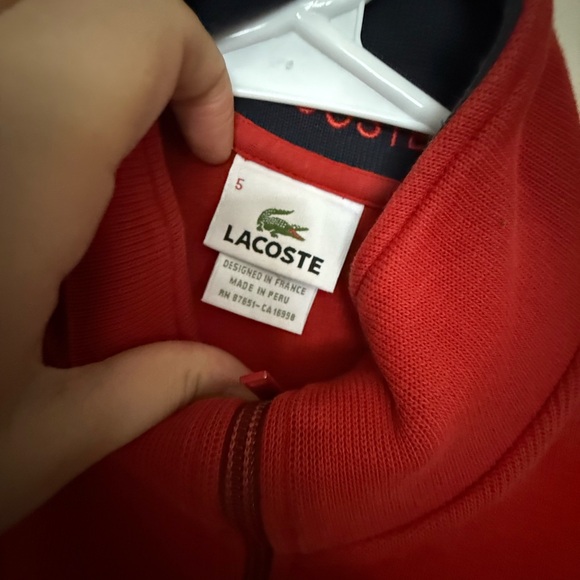 Lacoste Men's Bold Red Zip-Up Sweater - Picture 3 of 7